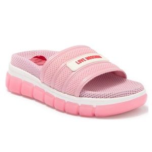 Love Moschino Rete Rosa Brand Logo Slide Sandal Size 38 / US 8